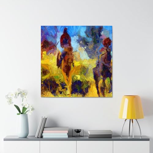 GADGETS WRAP Canvas Gallery Wrap Framed for Home Office Studio Living Room Decoration (17x17inch) - Running Horses Oil Painting