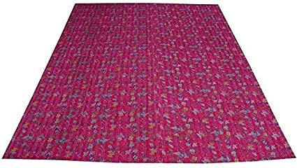 Textile art Kantha Flower Line Designed Dohar Cotton Quilt, Jaipuri Hand Block Print Cotton Kantha Quilt Double Bed (Persian Red) Twin Size Kantha Quilt