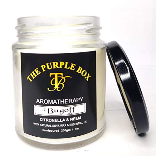 The Purple Box Aromatherapy Candle Anti Mosquito and Bug Repellent Candle 100% SOYA Wax,Pure Essential Oil 200 gm,CITRONELLA Candle, Bug Off