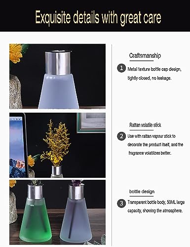 The Decor Affair 1 Pcs Handcrafted Glass Perfume Essential Oil Diffuser Bottle with Exquisite Preserved Blossoms (Blue Wind Chimes)