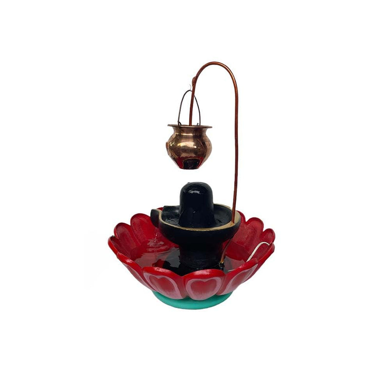 Waahkart FRP Handmade Durable Unbreakable Decorative Traditonal Shivling Water Fountain for Home, Office, Temple, Hotel Décor (Black-Red)