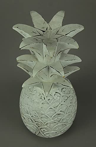 Chesapeake Bay LTD. Rustic White Carved Wood Tropical Pineapple Decor Statue