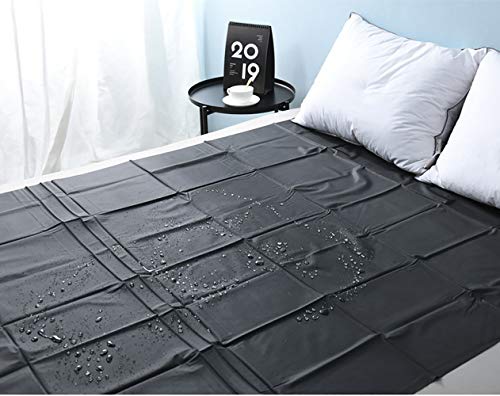 ClearUmm Bedding PVC Extra Deep Pocket Fitted Sheet, Cooling Bed Sheet, King Size (Black)