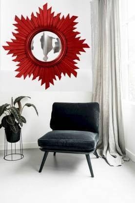 VAS Collection MDF Mirror Frame for Wall Decor,Bedroom,Living Room,Bathroom & Hallway,16"x16"(Red)