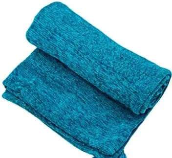 SB TEXTILES Chenille Textured Throw Blanket for Couch Sofa Throw Cover for 3 Seater Sofa (55 × 66 Inch, Blue)