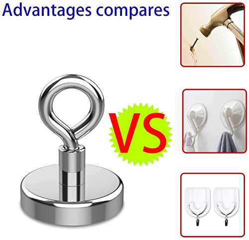 Magnetic Eye Hooks, 12PCS Strong Neodymium Magnet Loop Hooks for Hanging, Lights, Tools, Kitchen, Workplace, Office (Diameter0.62in)