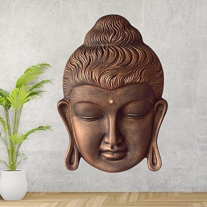 Shawshank 2.5 Feet Curly Buddha Head Wall Hanging Mural Showpiece for Home Entrance Decor, Study Room - Idol Statue Buddha face Wall Mount/Buddha Curly Hair Face Wall Hanging