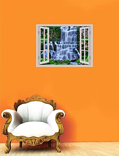 DreamKraft Natural Water Fall Window Illution Wall Sticker (PVC Vinyl, 61Cm X 46 Cm) _PCWI41