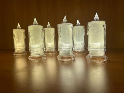 Sparkmart Smokeless and Flameless Crystal Dripping Design Acrylic LED Tealight Candles Set for Diwali, Home Decor, Gifting, Festivals, Events and Navratri Decoration (Pack of 6)