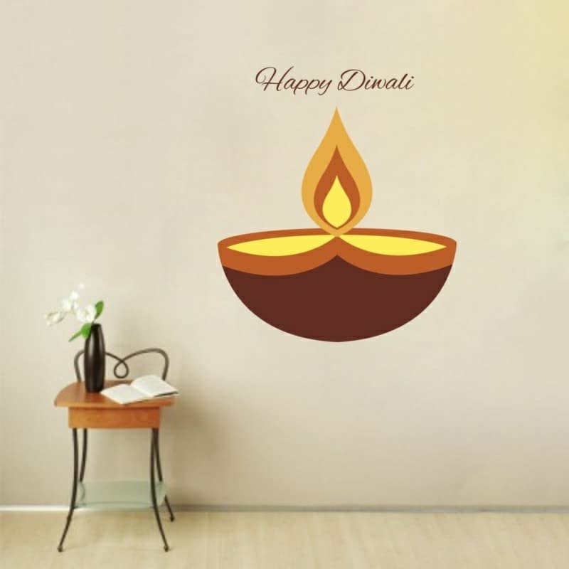 GADGETS WRAP Diwali Decoration Vinyl Wall Decal Sticker Happy Diwali Deepak