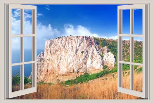 JVERF - JZZA28191 Sky Crag Grass| Self-Adhesive Open Window Wall Sticker