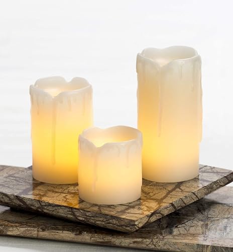 The Decor Affair Tranquil Harmony LED Candle Trio: Smokeless, Dripless, Eco-Friendly, Home Decor Lights, Pack of 3, White