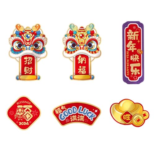 ATORSE® 6 Pieces Chinese New Year Refrigerator Magnets 3D for Spring Festival Office Style B