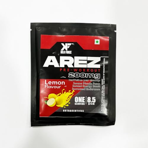 AREZ PREWORKOUT KILOFORCE™ |255 g |30/60 Servings|3000 mg Beta Alanine|200 mg Caffeine | Creatine | and other Added Premium Ingredient to Elevate your Energy, Focus, and Endurance (Lemon 8.5 g)