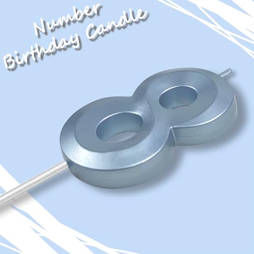 Blue 8 Number Birthday Candle for Cake, 2.76 Inch Diamond Number Cake Candles for Wedding Anniversary Decoration Happy Birthday Party Celebration