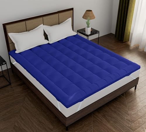 K G N Sales Super Soft 500 GSM Microfiber Mattress Padding |Topper for Comfortable Sleep-72 X 78 (Blue)