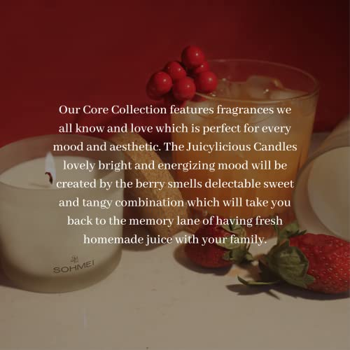 SOHMEI | Juicylicious | Coconut Wax Scented Candles | Raspberry, Strawberry, Peach (200 g)