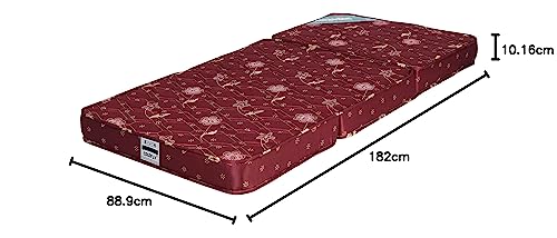 COLOFLY Three Fold 4 inch High Density Soft Bounce PU Foam Mattress Maroon (Single 72x35x4 inch)