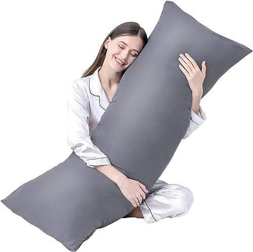 Homerz Soft Microfiber Hug Pillow for Sleeping 54 x 18 Inches, Full Body Pillow, Long Pillow for Bed, Pregnancy Pillow for Sleeping(Grey)