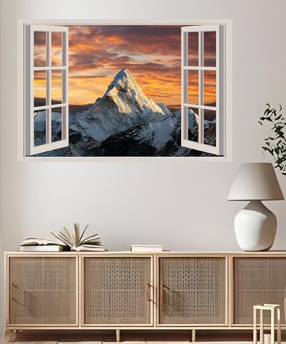 JVERF - JZZA29253 Sunrises and Sunsets Mountains Everest Nepal| Self-Adhesive Open Window Wall Sticker