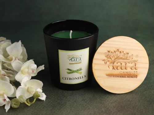 Tara Enlightening World - (Citronella Fragrance) - Cork Lid Frosted Jar Candle| Scented & Smokeless (Green)