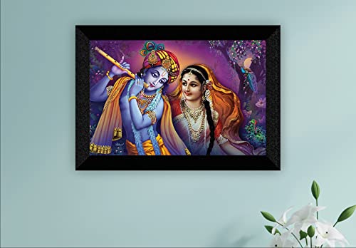 SAF Pack of 1 Radha krishna religious modern art wall painting with framed for living room 11 inch x 14 inch CANFM31376