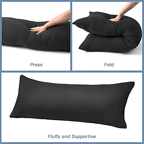 ATOOTFUSION Polyester Luxury Full Body Pillow Insert - Ultra Soft Body Pillow For Sleeping - Breathable Long Bed Pillow Insert, 20"X54" (Black)