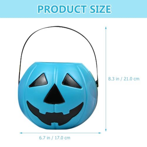 Garneck 2PCS Pumpkin Bucket - Trick or Treat Halloween Pumpkin Pail, Candy Bucket with Candle, Funny Pumpkin Candy Bucket for Halloween Party (Blue)