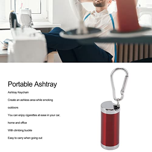 Ubersweet® Portable Ashtray Stainless Steel Fireproof Buckle Design Exquisite Look Mini Ashtray Keychain for Car Office Ashtray Keychain (red)