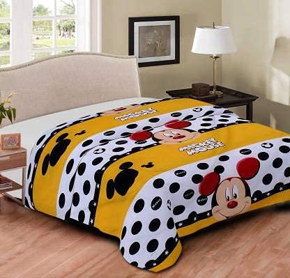 CK CREATION 100% Reversible Single Bed Dohar Combo Microfiber, Polycotton | Soft Light - Weight Bed Dohar | Use for All Season (Yellow Mickey Mouse)