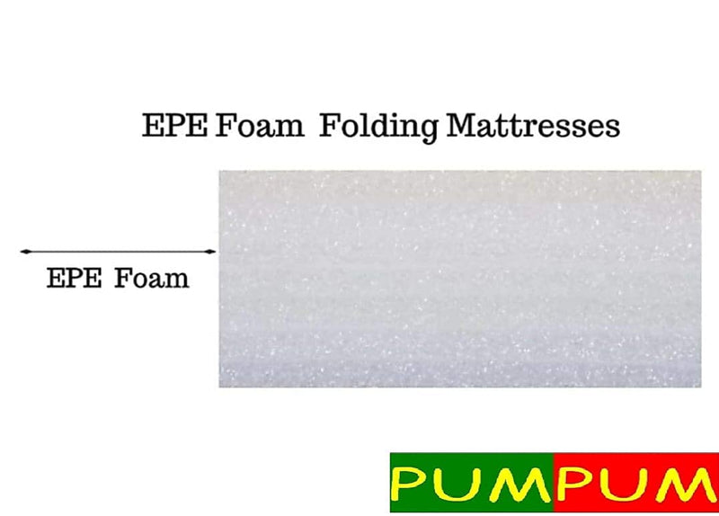 PUM PUM EPE Foam 3 Fold Single Bed, Foldable, Light Weight Mattress Medium Mattress (1 Sleeping Capacity, 3 x 6 ft or 72 x 36 Inch,Mix Color)