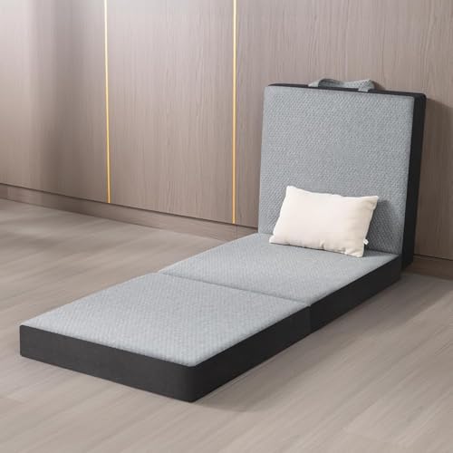 9villa Tri Folding Memory Foam Mattress | Soft & Miduim Firm | Foldeble Mattress | Play Mat Foldable Bed | Guest beds | Camping Bed Mattress | Grey Color (Single Bed 72x36x6 Inch)