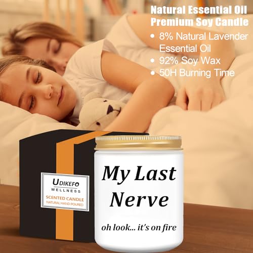 Birthday Gifts for Women, Funny Gifts for Best Friend Women, My Last Nerve Candle, Funny Candles for Women Men, Soy Candle, Long Burning & Highly Scented