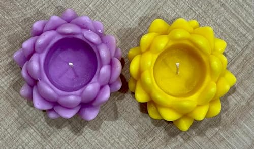 TWINKLING DECOR Scented Medium Open Lotus Flower Soy Wax Candle (Set of 2) 9 * 5CM