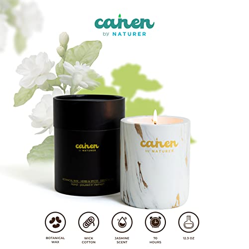 CANEN by NATURER Premium Scented Candle, Luxurious Gold Marble Candle Jar, Perfumed Grade Oil, Botanical Candle, 70 Hours Burning Time, 11.6 Oz