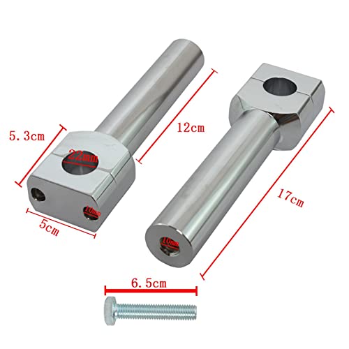 UJEAVETTE Motorcycle Handlebar Riser Kit 22/25mm Universal for Motocross Silver 25MM