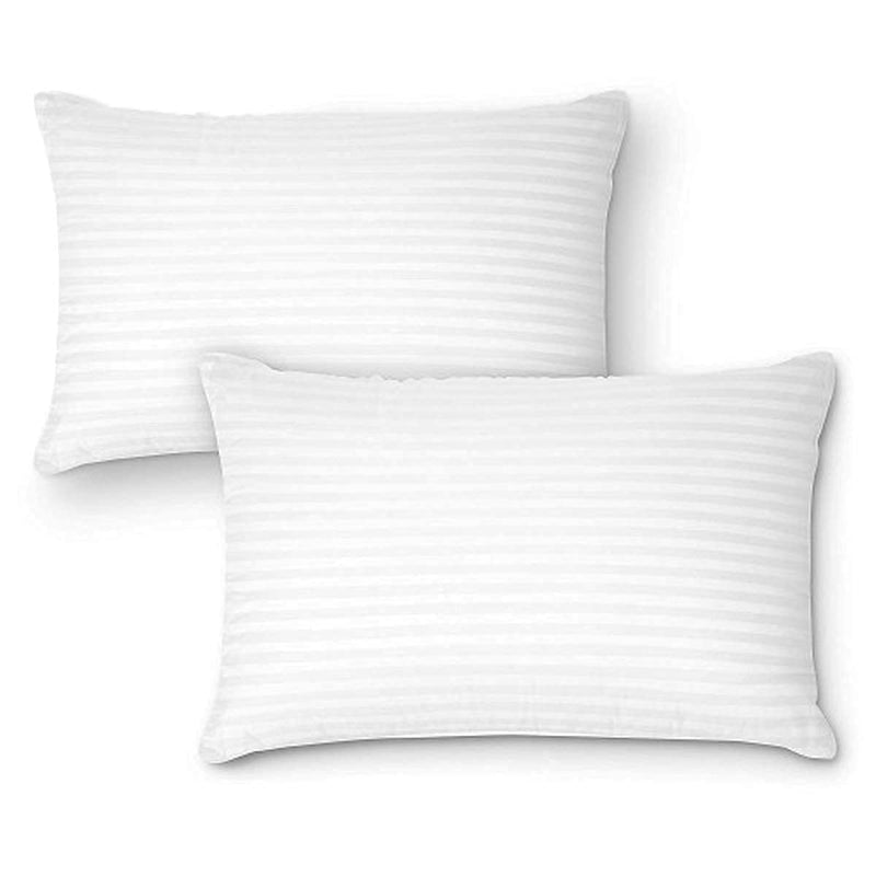 NIVEDHA MATTRESS- Organic Silk Cotton/kapok/Semal Ilavam Panju Soft Sleeping White Striped Classic Pillows, Size : 25 x 15 inches-Pack of 2.