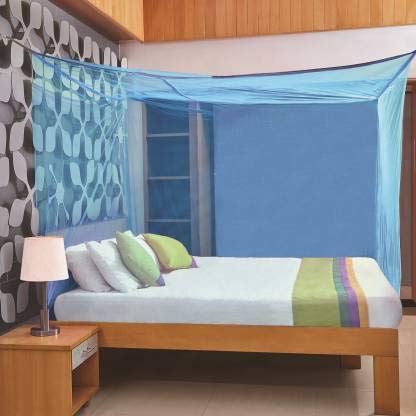 Shahji Mosquito Net Divayanshi Rectangular Double Bed Insect Protection Mosquito Net, Blue