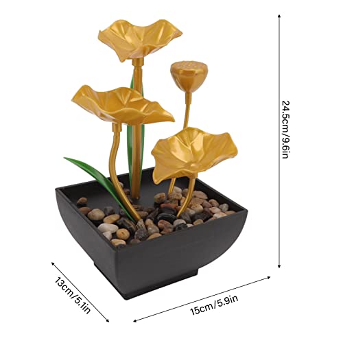 Ubersweet® Table Fountain LED Light Fountain Running Water Ornaments Three Gear Pump for Study (EU Plug 220-240V)