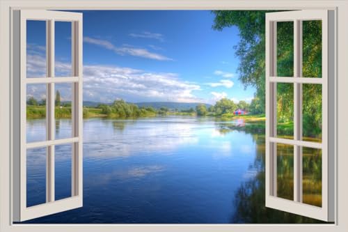 JVERF - JZZA22329 Germany Summer Rivers| Self-Adhesive Open Window Wall Sticker