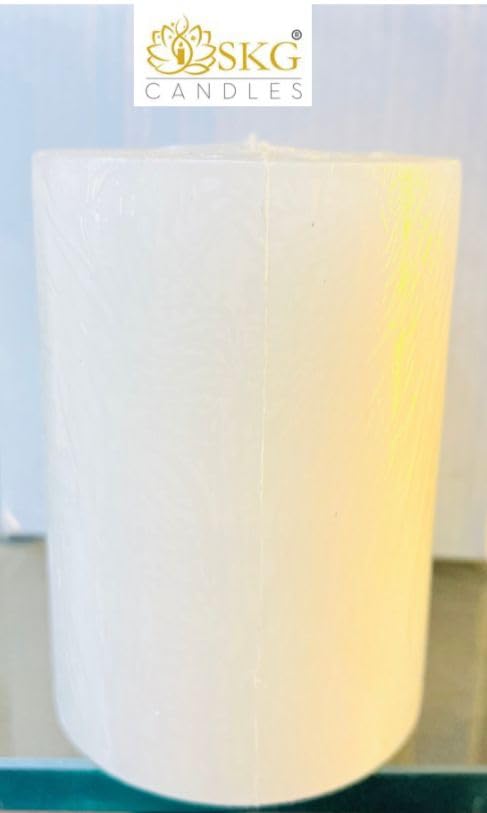 SKGCANDLES Unscented White Pillar Candle 3x6 Inch Size Smokeless & Dripless Candle 10 Hours Burning Time Decoration, Best Gift, Celebration & Everyday use (White, Pack of 2)