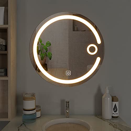 TINITALO Bathroom LED Mirror Home Mirror Wall Mirror with Touch Sensor, 3 Light Effects, Glass, Round LED-19 (36 x 36 Inch)