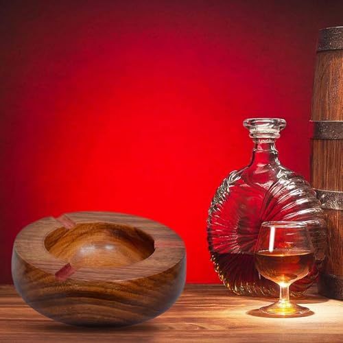 Handmade Round Original Wooden Cigarette Ashtray Outdoors and Indoors Ashtray-5.9 inches Ashtray SET OF 1