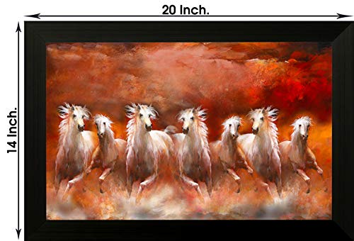 1 Art of Creations Vastu Seven Running Horses UV Textured Framed Digital Reprint 14 inch x 20 inch Painting BANFH6541