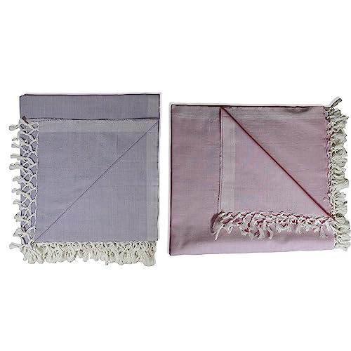 Trusted Shopping Organic Cotton Silky Soft Bhagalpuri Dull chadar Quilt for All Season Queen Size (53 * 96 in).Pack of 2 (Purple+Pink)