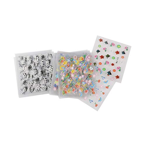 FOK 50 Pc 3D Design DIY Nail Decoration Self Adhesive Tip Nail Art Stickers Decals Stamping Tool Accessory - Random Design