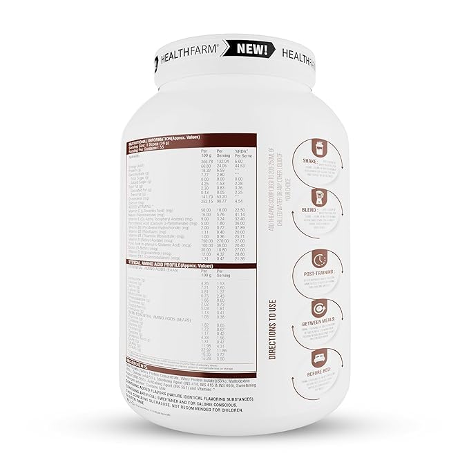 Whey Protein Plus with Added Vitamins (Rich Chocolate, 2kg - 4.4lb) | 24gm Protein Per Serving, Build Lean & Big Muscle