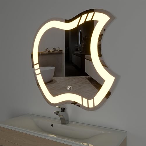 TINITALO Bathroom LED Mirror Home Mirror Wall Mirror with Touch Sensor, 3 Light Effects, Glass, Round LED-10 (30 x 30 Inch)