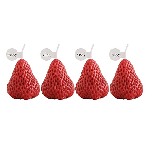 ATORSE® Strawberry Candle Scented Candle Home Living Room Party Decor Photo Props Red S 4Pcs