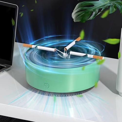 Sevia 2 In 1 Multifunctional Indoor Smokeless Ashtray, 360 °surround Suction Intelligent Air Purifier Ashtray, Indoor Household Car Intelligent Ashtray (Green)